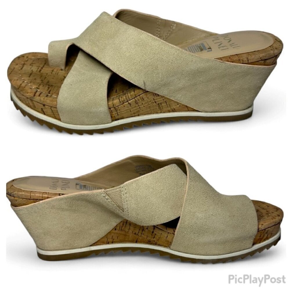 DONALD PLINER Women's Sisu Wedge Suede Sandal, Beige, US 7.5, NWOB - Picture 9 of 16